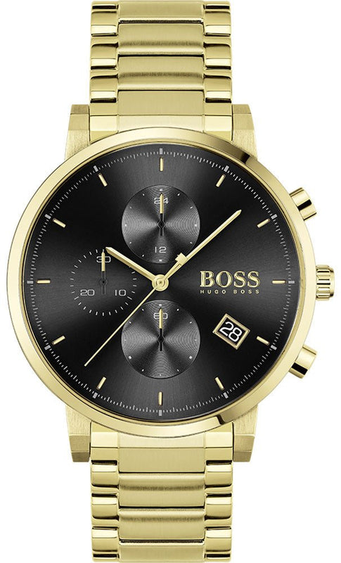 Hugo Boss Integrity Chronograph Grey Dial Gold Steel Strap Watch for Men - 1513781 Authentic Buy Shop Now