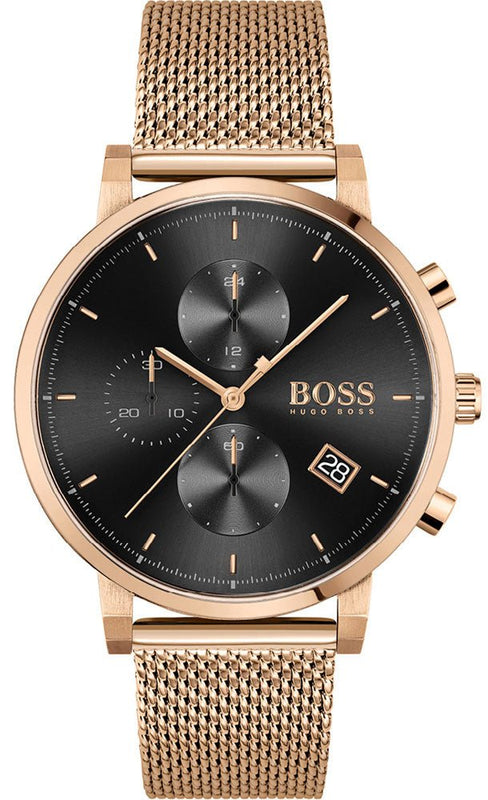 Hugo Boss Integrity Black Dial Gold Mesh Bracelet Watch for Men - 1513808 Authentic Buy Shop Now