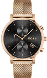 Hugo Boss Integrity Black Dial Gold Mesh Bracelet Watch for Men - 1513808 Authentic Buy Shop Now