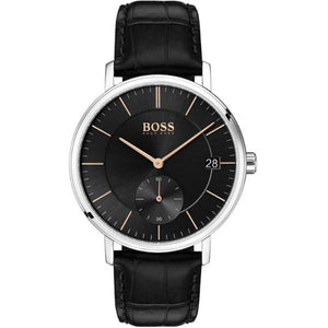 Hugo Boss Corporal Black Dial Black Leather Strap Watch for Men - 1513638 Authentic Buy Shop Now