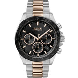 Hugo Boss Here Chronograph Black Dial Two Tone Steel Strap Watch for Men - 1513757 Authentic Buy Shop Now