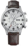 Hugo Boss Aeroliner Chronoraph White Dial Brown Leather Strap Watch For Men - HB1512447 Authentic Buy Shop Now