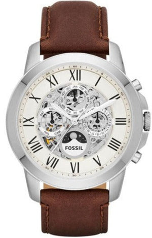 Fossil Grant Automatic White Dial Brown Leather Strap Watch for Men - ME3052 Authentic Buy Shop Now