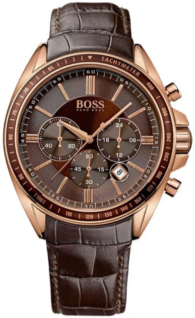 Hugo Boss Driver Chronograph Brown Dial Brown Leather Strap Watch For Men - HB1513093 Authentic Buy Shop Now
