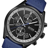 Hugo Boss Grand Prix Chronograph Black Dial Blue Leather Strap Watch for Men - 1513563 Authentic Buy Shop Now