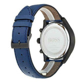 Hugo Boss Grand Prix Chronograph Black Dial Blue Leather Strap Watch for Men - 1513563 Authentic Buy Shop Now