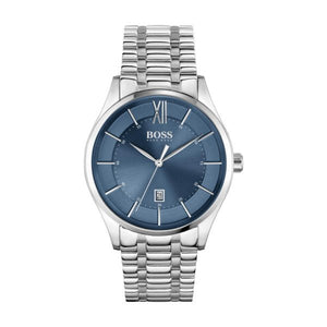 Hugo Boss Officer Chronograph Blue Dial Silver Steel Strap Watch for Men - 1513615 Authentic Buy Shop Now