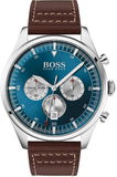 Hugo Boss Pioneer Chronograph Blue Dial Brown Leather Strap Watch For Men - 1513709 Authentic Buy Shop Now