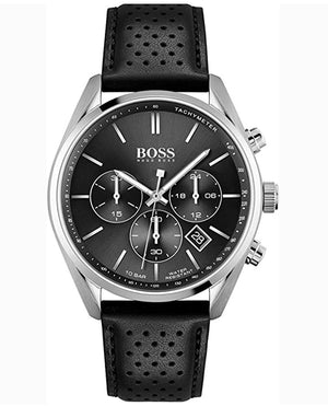 Hugo Boss Champion Black Dial Black Leather Strap Watch for Men - 1513816 Authentic Buy Shop Now