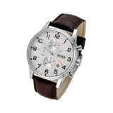 Hugo Boss Aeroliner Chronoraph White Dial Brown Leather Strap Watch For Men - HB1512447 Authentic Buy Shop Now