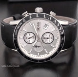 Hugo Boss Rafale Chronograh Quartz White Dial Black Leather Strap Watch For Men - HB1513403 Authentic Buy Shop Now