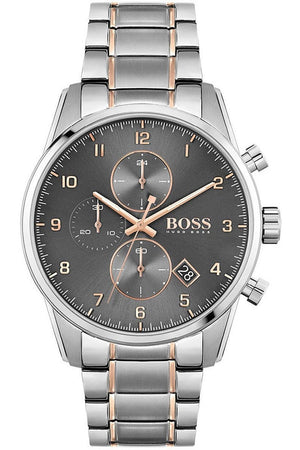 Hugo Boss Skymaster Grey Dial Two Tone Steel Strap Watch for Men - 1513789 Authentic Buy Shop Now