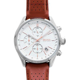 Hugo Boss Grand Prix White Dial Brown Leather Strap Watch for Men - 1513475 Authentic Buy Shop Now