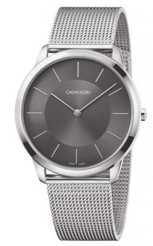 Calvin Klein Minimal Grey Dial Silver Mesh Bracelet Watch for Men - K3M21124 Authentic Buy Shop Now
