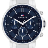 Tommy Hilfiger Tyson Chronograph Blue Dial Silver Steel Strap Watch For Men - 1710588 Authentic Buy Shop Now