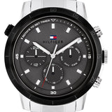 Tommy Hilfiger Troy Chronograph Grey Dial Silver Steel Strap Watch For Men - 1792106 Authentic Buy Shop Now