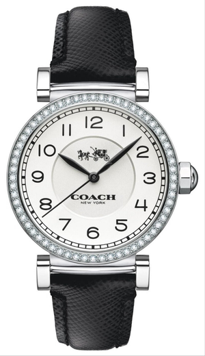 Coach Madison White Dial Black Leather Strap Watch for Women - 14502399 Authentic Buy Shop Now