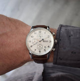 Hugo Boss Navigator White Dial Brown Leather Strap Watch for Men - 1513495 Authentic Buy Shop Now