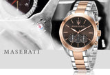 Maserati Traguardo Chronograph Brown Dial Two Tone Steel Strap Men's Watch - R8873612003 Authentic Buy Shop Now