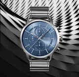 Hugo Boss Architectural Blue Dial Grey Steel Strap Watch for Men - 1513574 Authentic Buy Shop Now
