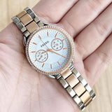 Fossil Tailor White Dial Two Tone Steel Strap Watch for Women - ES4396 Authentic Buy Shop Now