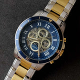 Fossil Grant Sport Automatic Skeleton Blue Dial Two Tone Steel Strap Watch for Men - ME3141 Authentic Buy Shop Now