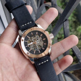 Fossil Modern Machine Automatic Skeleton Dial Black Leather Strap Watch for Men - ME3082 Authentic Buy Shop Now