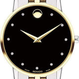 Movado Museum Classic Diamonds Black Dial Two Tone Steel Strap Watch for Men - 0607202 Authentic Buy Shop Now