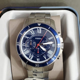 Fossil Grant Sport Chronograph Blue Dial Silver Steel Strap Watch for Men - FS5238 Authentic Buy Shop Now