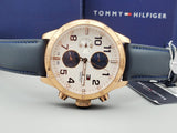 Tommy Hilfiger Trent Quartz White Dial Blue Leather Strap Watch for Men - 1791139 Authentic Buy Shop Now
