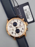 Tommy Hilfiger Trent Quartz White Dial Blue Leather Strap Watch for Men - 1791139 Authentic Buy Shop Now
