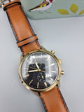 Fossil Townsman Chronograph Black Dial Brown Leather Strap Watch for Men - FS5338 Authentic Buy Shop Now
