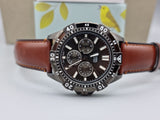 Fossil Garrett Chronograph Grey Dial Brown Leather Strap Watch for Men - FS5770 Authentic Buy Shop Now