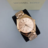 Michael Kors Slim Runway Rose Gold Dial Rose Gold Steel Strap Watch for Women - MK3197 Authentic Buy Shop Now