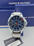 Tommy Hilfiger Mason Quartz Blue Dial Silver Steel Strap Watch for Men - 1791788 Authentic Buy Shop Now