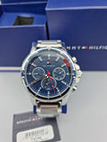 Tommy Hilfiger Mason Quartz Blue Dial Silver Steel Strap Watch for Men - 1791788 Authentic Buy Shop Now