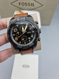 Fossil Bronson Black Dial Brown Leather Strap Watch for Men - FS5714 Authentic Buy Shop Now