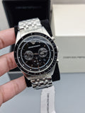 Emporio Armani Tazio Chronograph Black Dial Silver Steel Strap Watch For Men - AR5988 Authentic Buy Shop Now