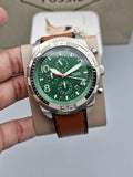 Fossil Bronson Chronograph Green Dial Brown Leather Strap Watch for Men - FS5738 Authentic Buy Shop Now