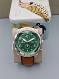 Fossil Bronson Chronograph Green Dial Brown Leather Strap Watch for Men - FS5738 Authentic Buy Shop Now