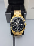 Emporio Armani Chronograph Black Dial Gold Steel Strap Watch For Men - AR5857 Authentic Buy Shop Now