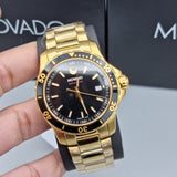 Movado Series 800 Black Dial Gold Steel Strap Watch For Men - 2600145 Authentic Buy Shop Now