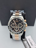 Hugo Boss Here Chronograph Black Dial Two Tone Steel Strap Watch for Men - 1513757 Authentic Buy Shop Now