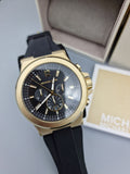Michael Kors Dylan Chronograph Black Dial Black Rubber Strap Watch for Men - MK8445 Authentic Buy Shop Now