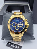 Hugo Boss Ikon Blue Dial Gold Steel Strap Watch for Men - 1513340 Authentic Buy Shop Now