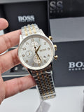 Hugo Boss Navigator White Dial Two Tone Steel Strap Watch for Men - 1513499 Authentic Buy Shop Now