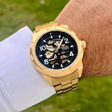 Fossil Bronson Automatic Skeleton Black Dial Gold Steel Strap Watch for Men - ME3257 Authentic Buy Shop Now