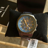 Armani Exchange Chronograph Blue Dial Grey Steel Strap Watch For Men - AX1166 Authentic Buy Shop Now
