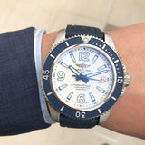 Breitling Superocean II Automatic 42mm White Dial Blue Rubber Strap Watch for Men - A17366D81A1S2 Authentic Buy Shop Now