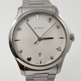 Gucci G Timeless Silver Dial Silver Steel Strap Watch For Women - YA1264028 Authentic Buy Shop Now